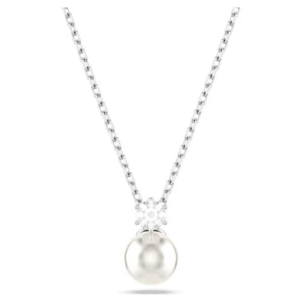 Matrix pendant, Crystal pearl, Round cut, White