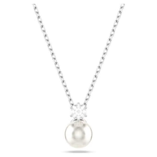 Matrix pendant, Crystal pearl, Round cut, White