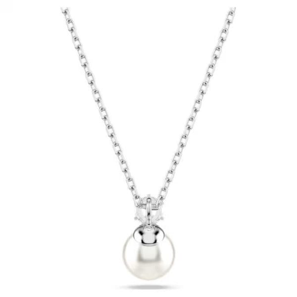 Matrix pendant, Crystal pearl, Round cut, White