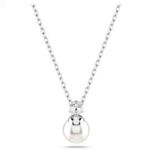 Matrix pendant, Crystal pearl, Round cut, White