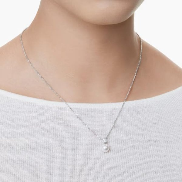 Matrix pendant, Crystal pearl, Round cut, White