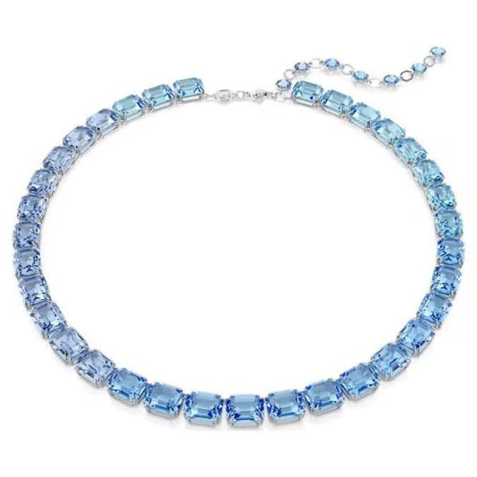 Millenia necklace, Octagon cut, Blue, Rhodium
