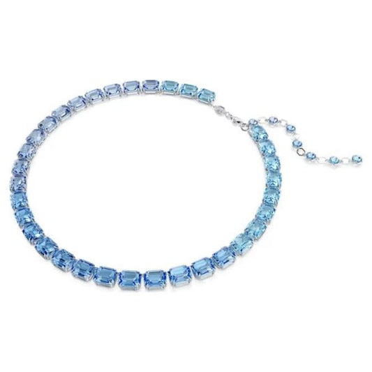 Millenia necklace, Octagon cut, Blue, Rhodium
