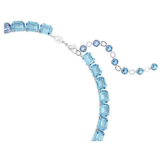 Millenia necklace, Octagon cut, Blue, Rhodium