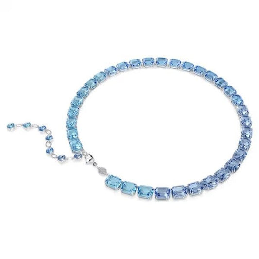 Millenia necklace, Octagon cut, Blue, Rhodium