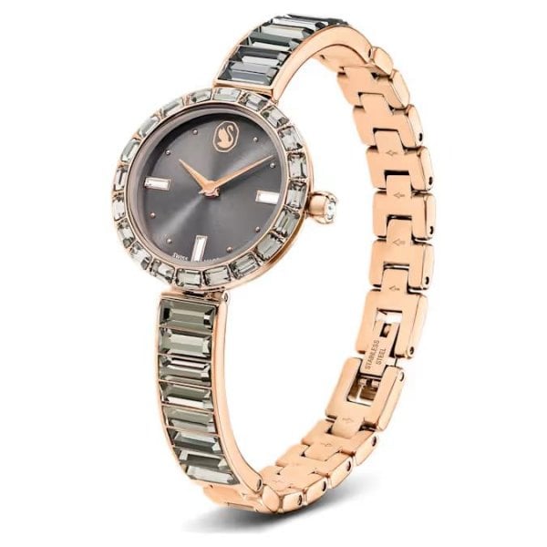 Matrix Bangle watch, Crystal bracelet, Gray, Rose