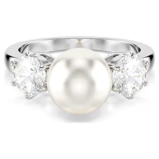 Matrix ring, Crystal pearl, Round cut, White, S55