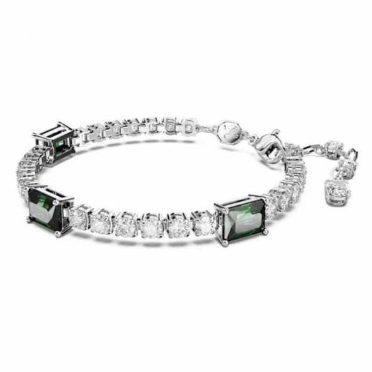 Matrix Tennis bracelet, Mixed cuts, Green, Rhodium