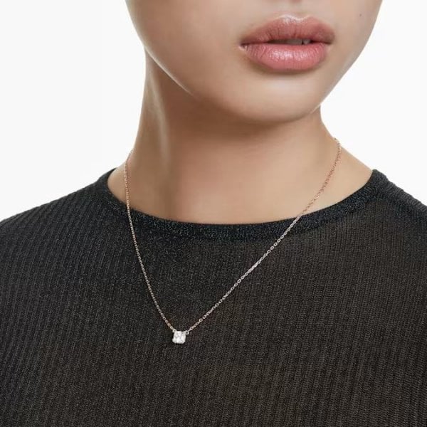 Stilla pendant, Square cut, White, Rose gold-tone