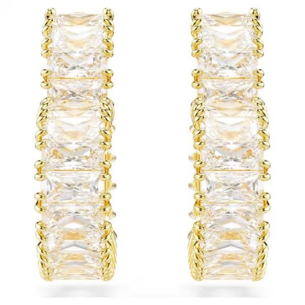 Matrix hoop earrings, Baguette, Heart, Gold