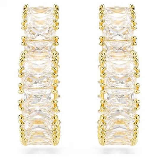 Matrix hoop earrings, Baguette, Heart, Gold