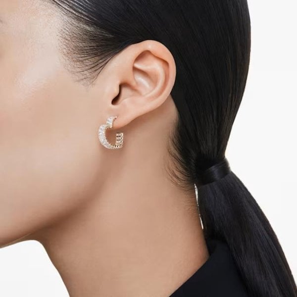 Matrix hoop earrings, Baguette, Heart, Gold