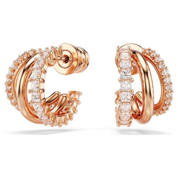 Hyperbola hoop earrings, Mixed cuts, Mini, Rose