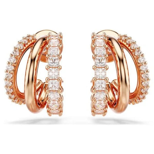 Hyperbola hoop earrings, Mixed cuts, Mini, Rose