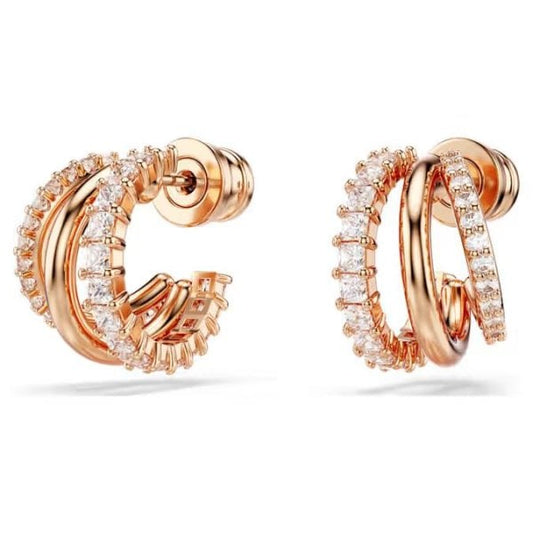 Hyperbola hoop earrings, Mixed cuts, Mini, Rose