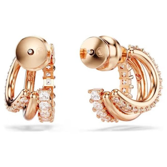 Hyperbola hoop earrings, Mixed cuts, Mini, Rose