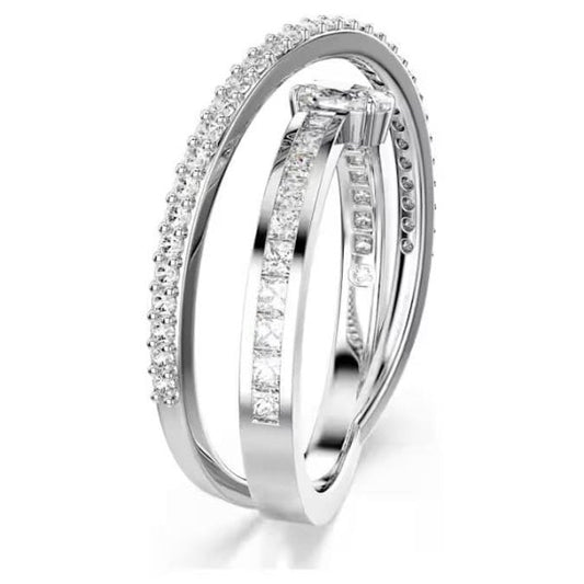 Hyperbola ring, Mixed cuts, White, Rhodium, S50