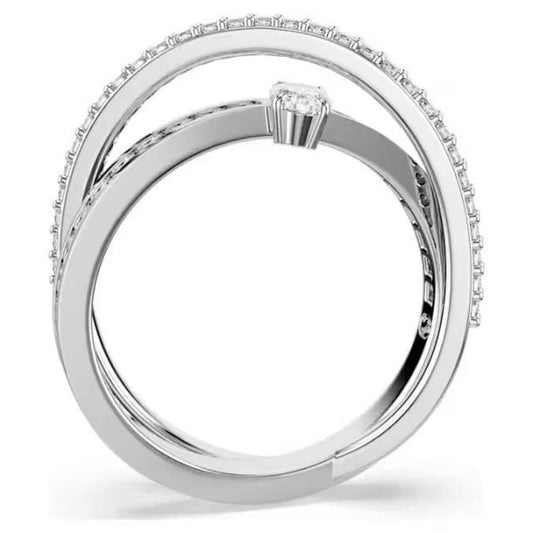 Hyperbola ring, Mixed cuts, White, Rhodium, S50