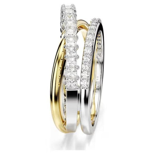 Hyperbola ring, Mixed cuts, White, Mixed metal S60