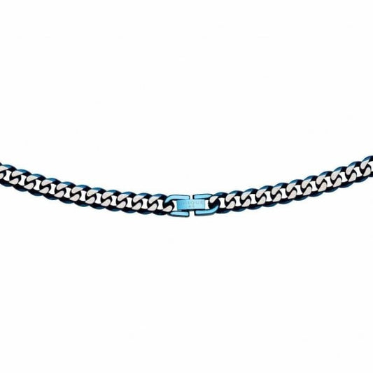 Steel Necklace with Polished Blue IP Plating