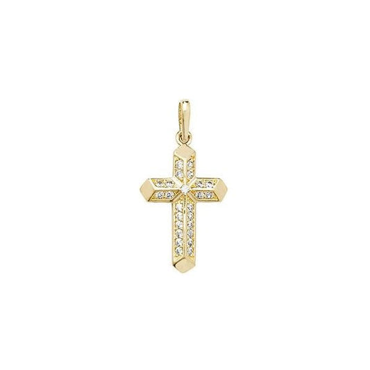 9CT YELLOW GOLD CROSS CZ PENDANT