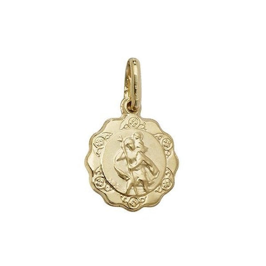 9CT YELLOW GOLD ST CHRISTOPHER HOLLOW PENDANT