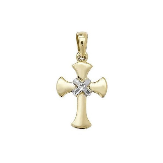 9CT YELLOW/WHITE GOLD CROSS PENDANT