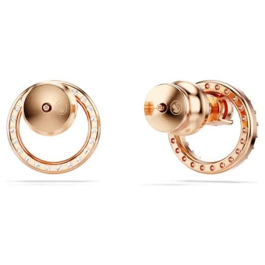 Constella stud earrings, Round cut, White, Rose