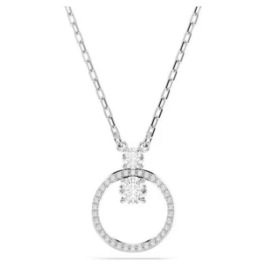 Constella pendant, Round cut, White, Rhodium plate