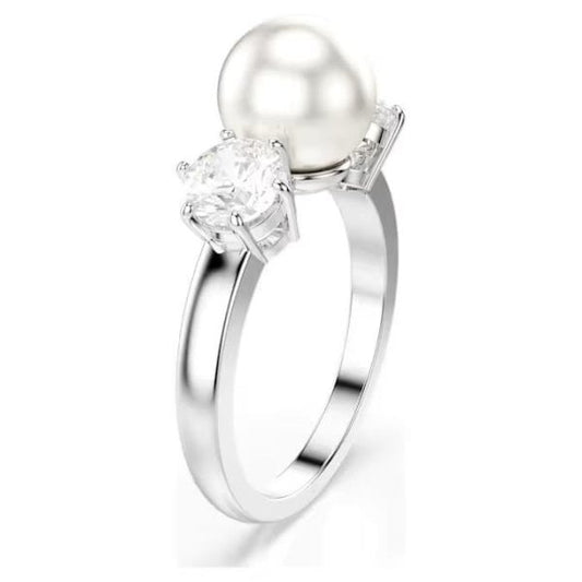 Matrix ring, Crystal pearl, Round cut, White, S52