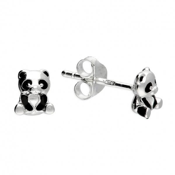 Sterling Silver Earrings - Cute Panda Studs