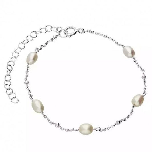 Silver Freshwater Pearl Bracelet 17cm-21cm