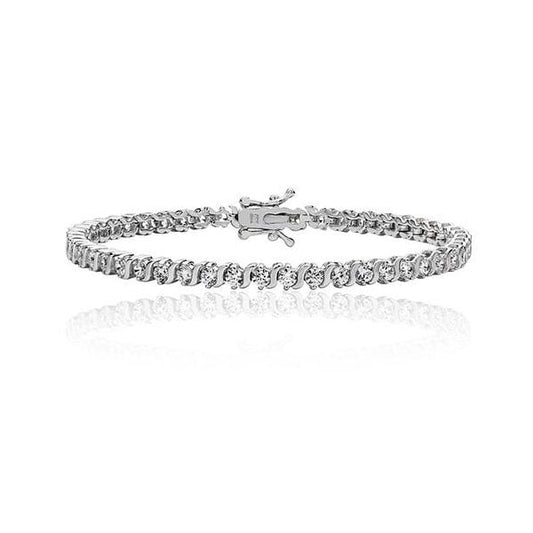 SILVER 2.5MM RND CLAW SET & S SHAPE CZ BRACELET