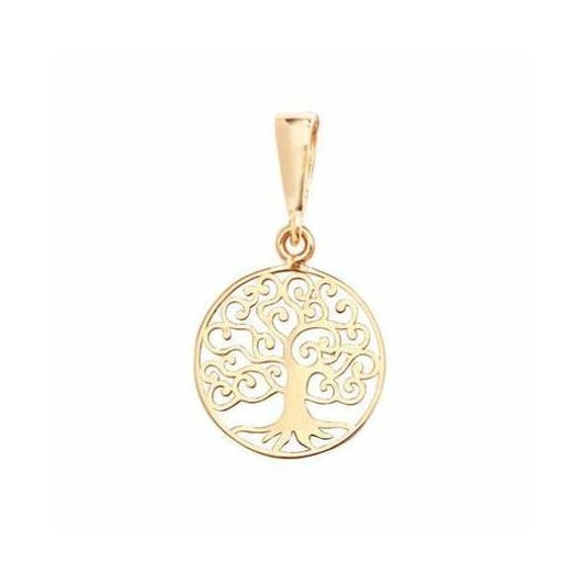 9ct Yellow Gold Tree of Life Round Pendant