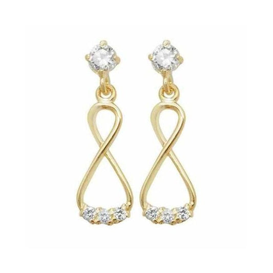 9CT YELLOW GOLD CZ INFINITY DROP EARRINGS