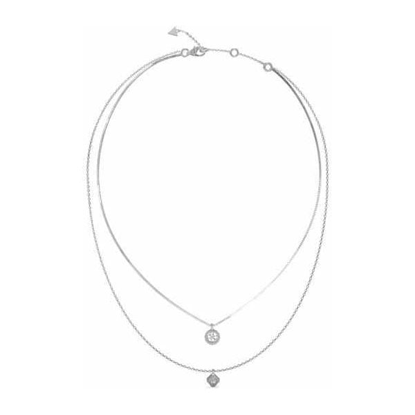 GJ 4G Crush Silver & Crystal Double Chain Necklace