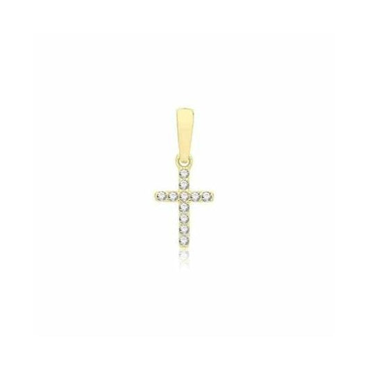 9CT YELLOW GOLD CZ CROSS PENDANT