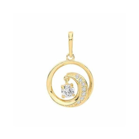 9CT YELLOW GOLD CZ SWIRL CHARM