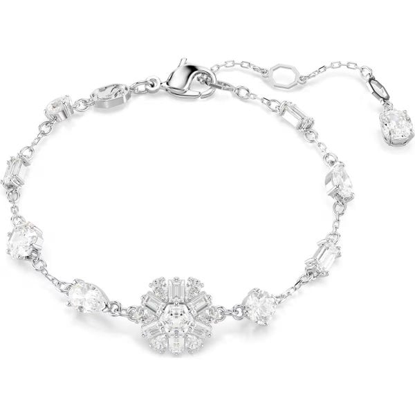 Idyllia bracelet, Mixed cuts, Snowflake, White, M