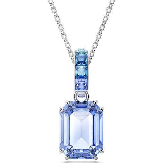 Millenia pendant, Octagon cut, Blue, Rhodium