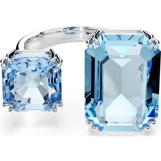 Millenia open ring, Octagon cut, Blue, Rhodium S55