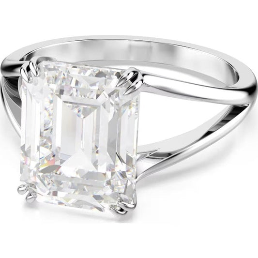 Stilla cocktail ring, Octagon, White, Rhodium, S58