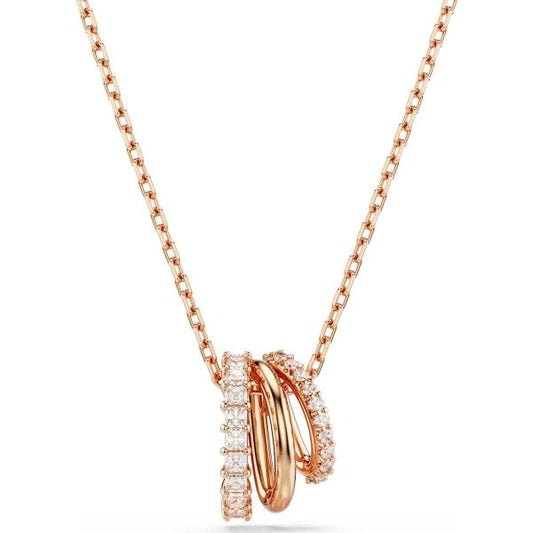 Hyperbola pendant, Mixed cuts, White, Rose gold