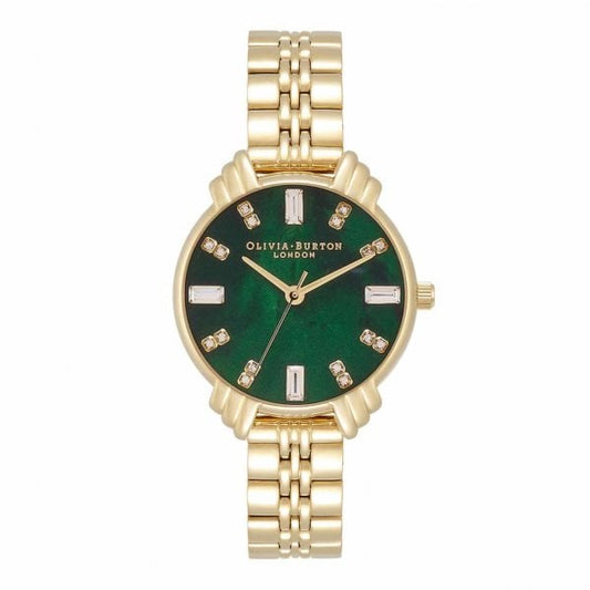 Art Deco Midi Dial Emerald Green & Gold Watch