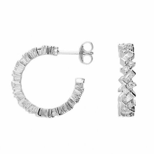 20mm zig-zag cubic zirconia baguette stud hoop