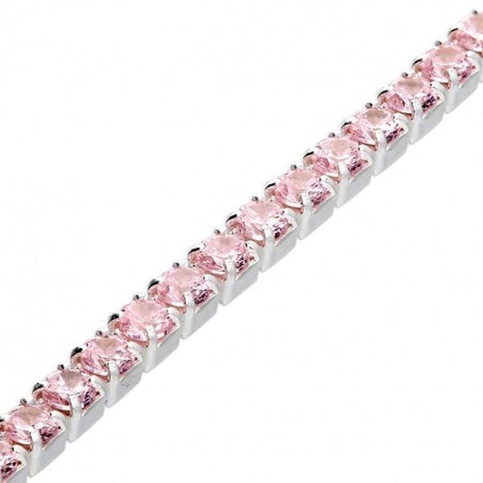 Sterling Silver Necklace - Pink 2mm CZ