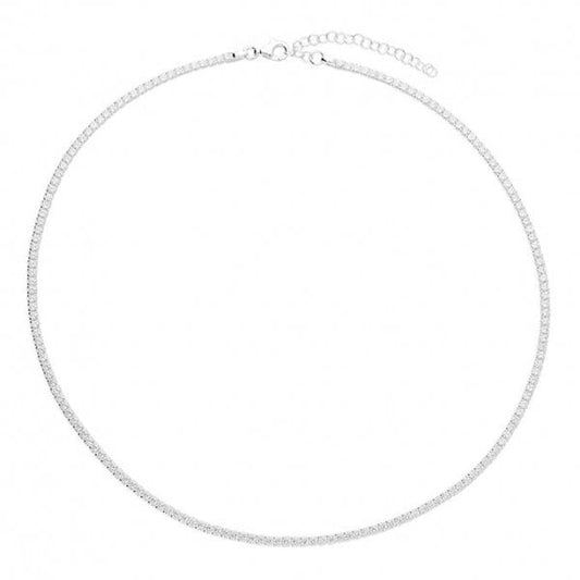 Sterling Silver Necklace - Clear 2mm CZ