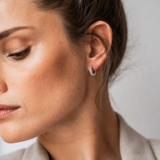 Silver & CZ Small Hoops
