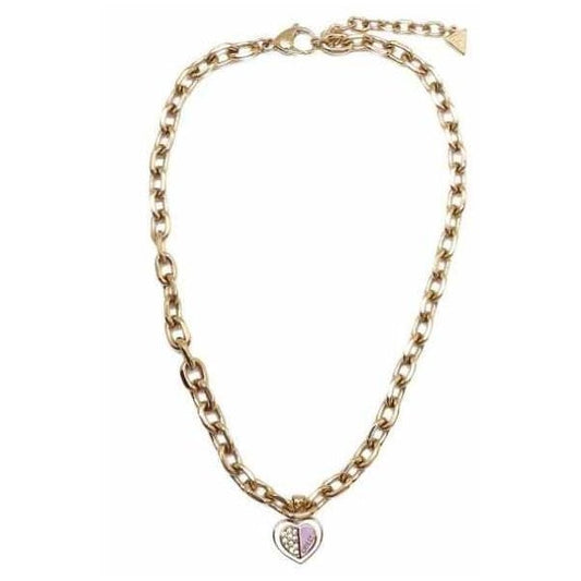 Gold Plated Necklace 18" Double Heart Charm