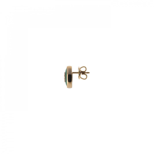 GUCCI Interlocking Rose Gold Green Agate Stud Earrings